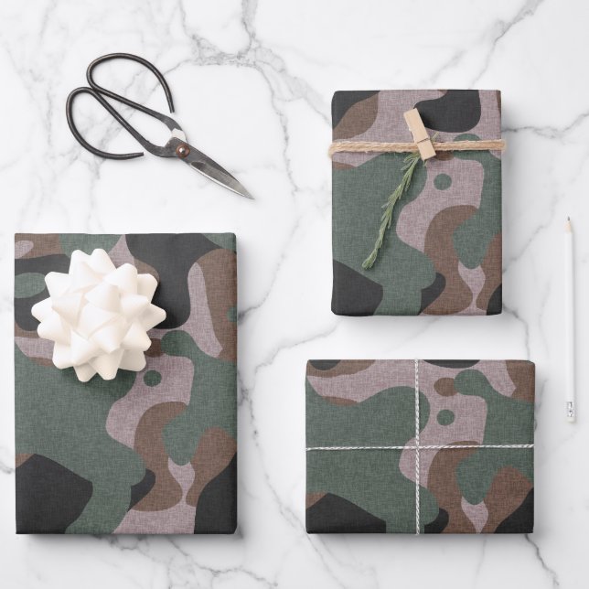 Green Camouflage Wrapping Paper Sheets (Front)