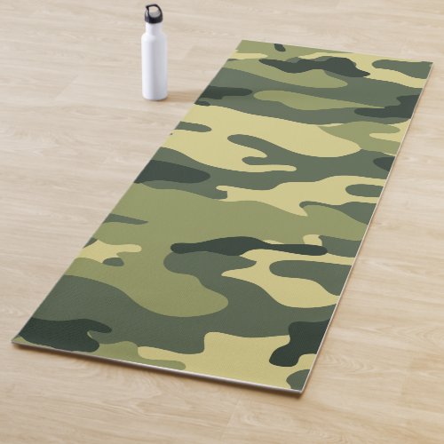 Green camouflage yoga mat