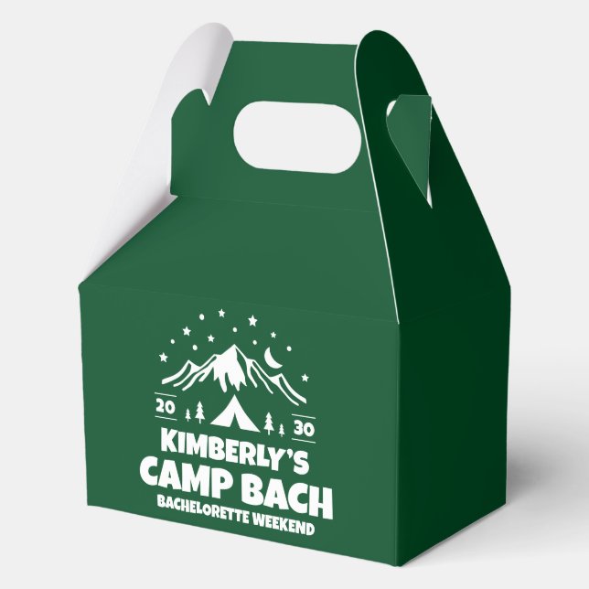Green Camp Bach Party Favor Boxes (Front)