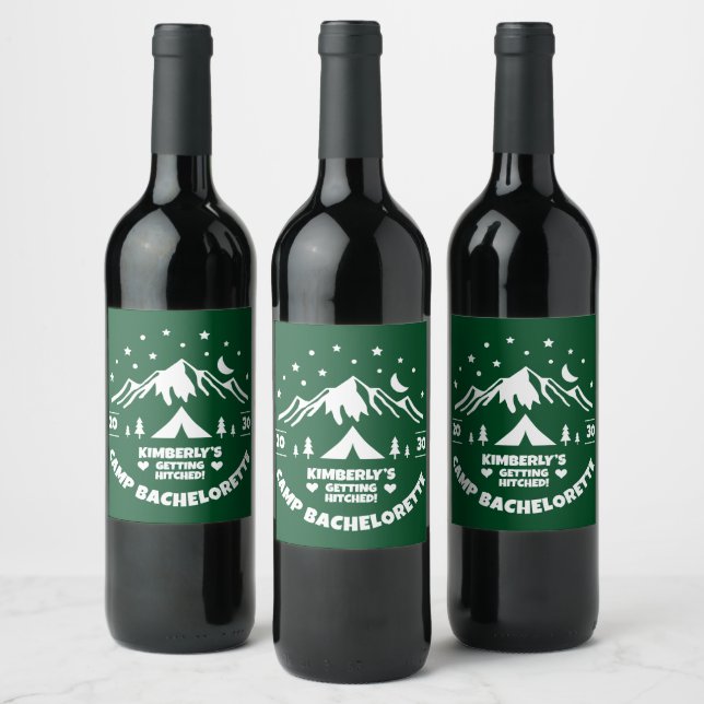 Green Camp Bachelorette Party Wine Label (Bottles)