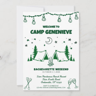Green Camp Bachelorette Weekend Getaway Invitation