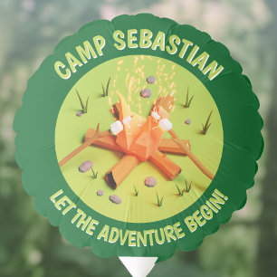 Green Campfire Marshmallow Kids Birthday Party Balloon