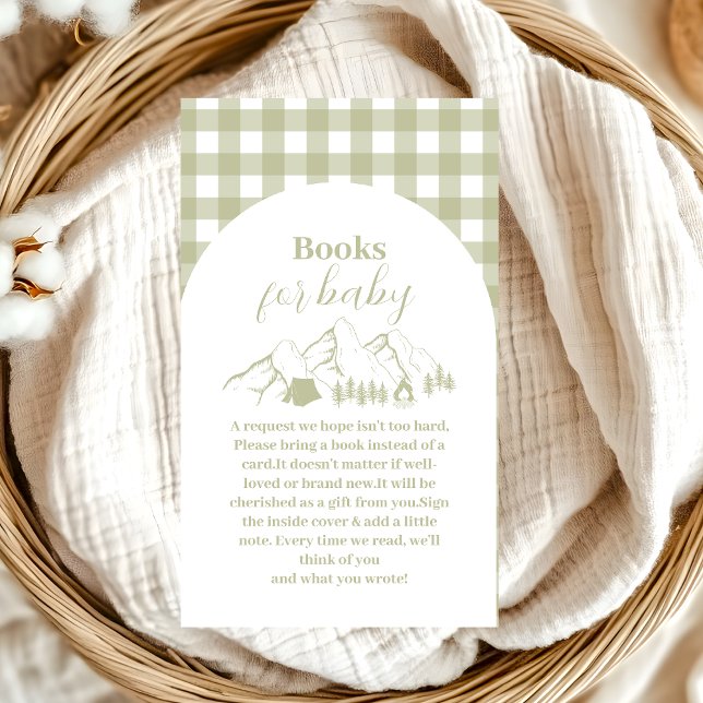 Green Camping Baby Shower Books for Baby Enclosure Card (Creator Uploaded)