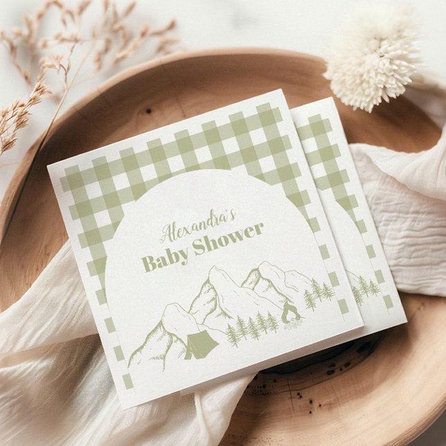 Green Camping Baby Shower Napkins (Creator Uploaded)