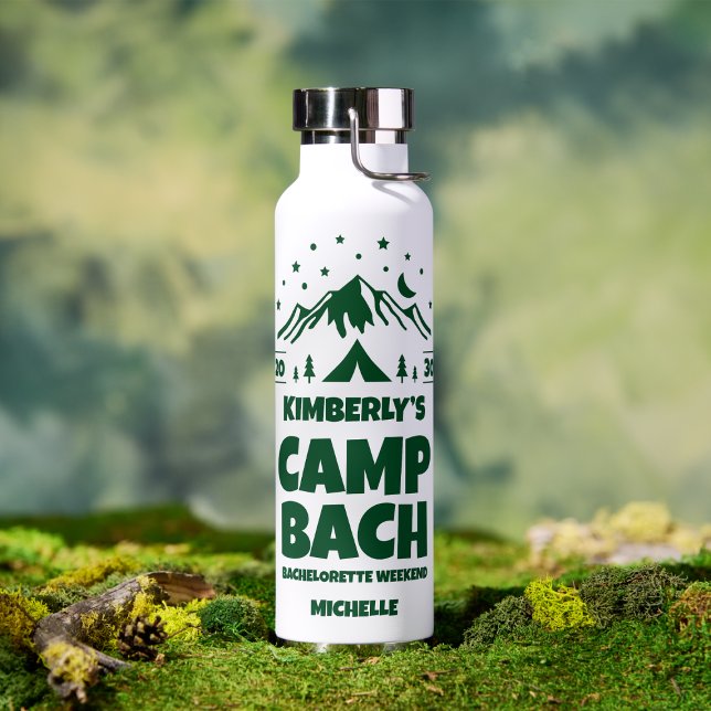 Green Camping Bachelorette Party Water Bottle (Creator Uploaded)