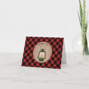 Green Camping Lantern Plaid Baby Shower Thank You