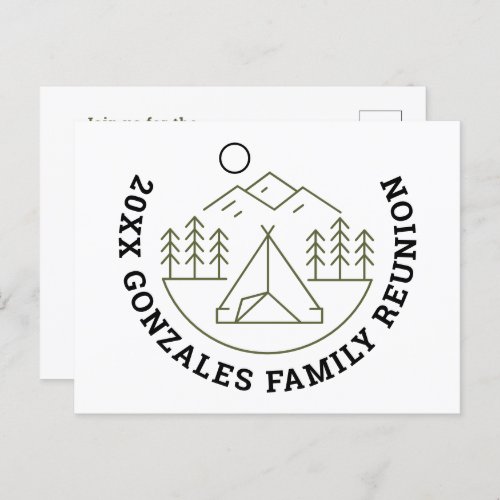 Green Camping Line Art _ Family Reunion Invitation Postcard