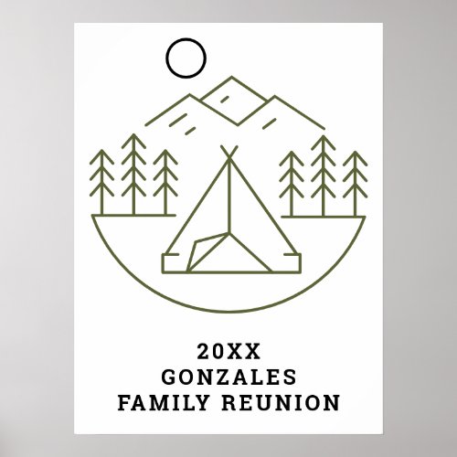 Green Camping Line Art _ Family Reunion Poster