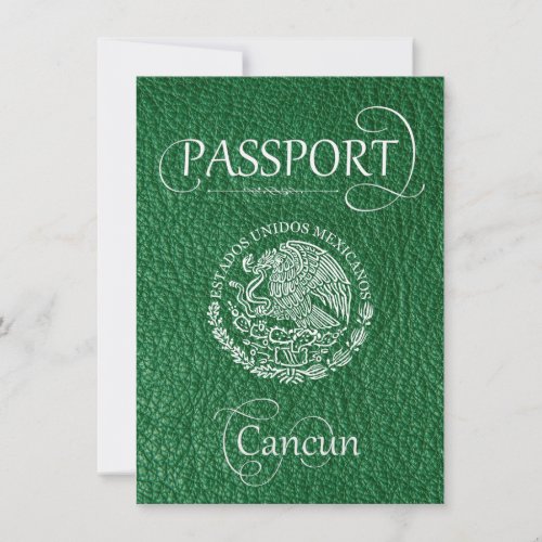 Green Cancun Passport Save the Date Card