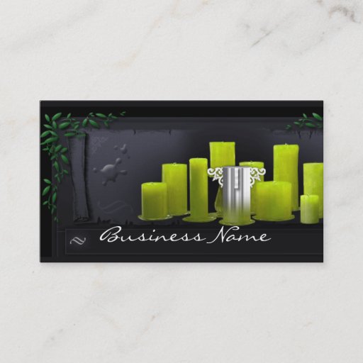 Customizable Green Candles Business Card
