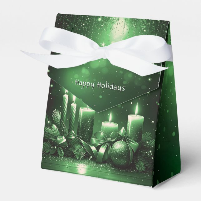 Green Candles Christmas Holiday Gift Box (Front Side)