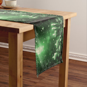 Green Candles Christmas Holiday Table Runner