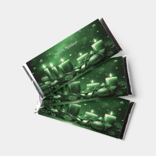 Green Candles Holiday Hershey Bar Favors