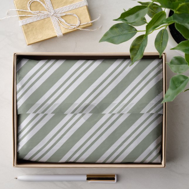 Green Candy Cane Striped Christmas Holiday Party Tissue Paper (Gift)