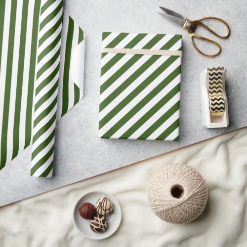 Green Candy Cane Stripes Merry Christmas    Wrapping Paper