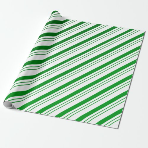 Green Candy Cane Stripes Wrapping Paper