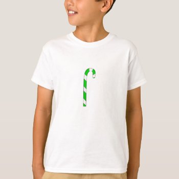 Green Candy Cane T-shirt by HolidaysShoppe at Zazzle