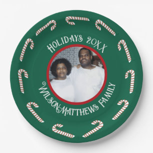 Green-Candy Canes-Christmas 2025 Retro Family Paper Plates