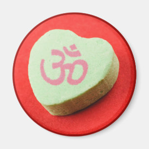 Green Candy Heart with Om Symbol Magnet