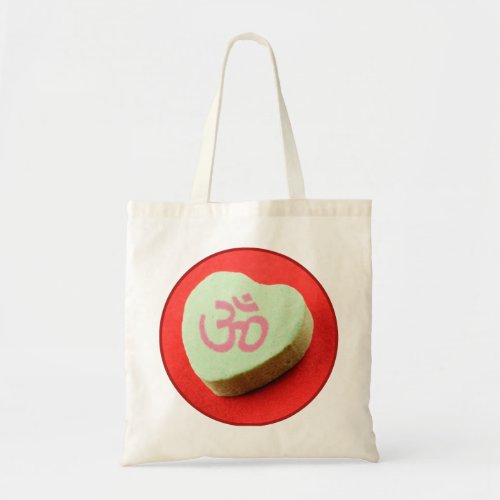 Green Candy Heart with Om Symbol Tote Bag