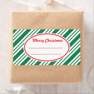 Green Candy Striped Christmas Labels