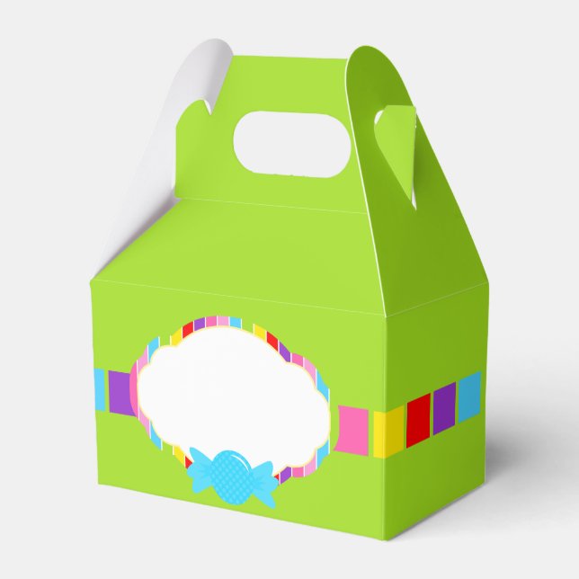 Green Candyland Inspired Sweet Treat Favor Boxes (Front Side)