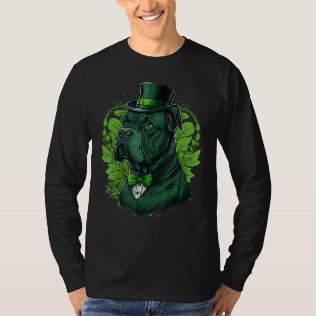 Green Cane Corso shamrock on St Patricks Day Cane  T-Shirt (Front)