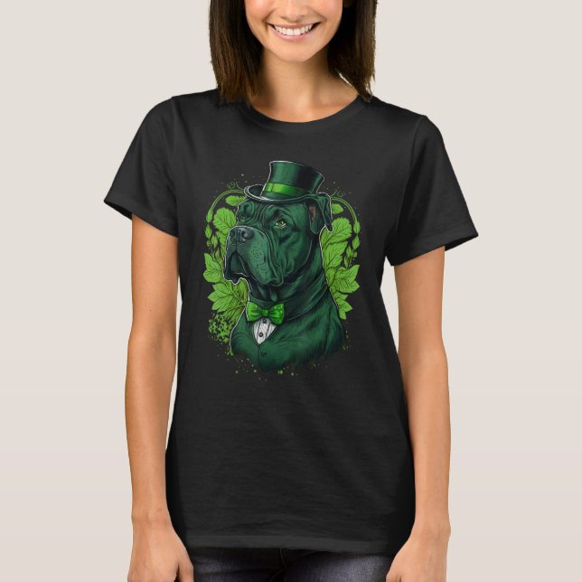 Green Cane Corso shamrock on St Patricks Day Cane  T-Shirt (Front)