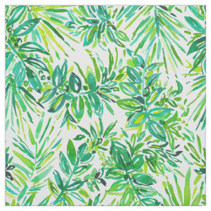 GREEN CANOPY Tropical Jungle Leaves Pattern Fabric