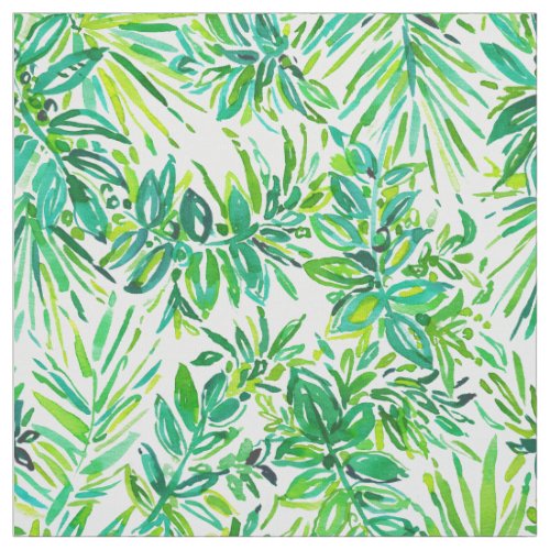 GREEN CANOPY Tropical Jungle Leaves Pattern Fabric