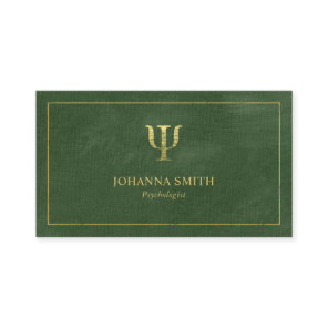 Green Canvas Golden Frame, Psychologist Psi Symbol Appointment Card