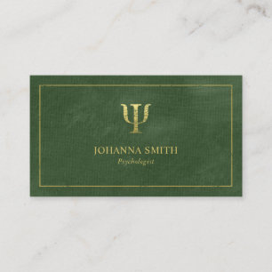 Green Canvas Golden Frame, Psychologist Psi Symbol Appointment Card