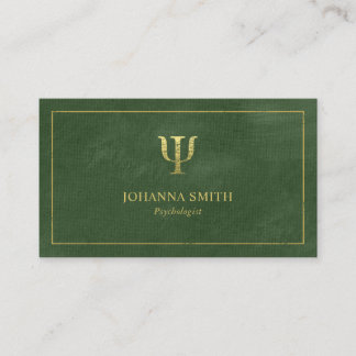 Green Canvas Golden Frame, Psychologist Psi Symbol Appointment Card