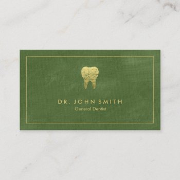 Green Canvas Golden Frame & Tooth -  Dentist Appointment Card by superdazzle at Zazzle