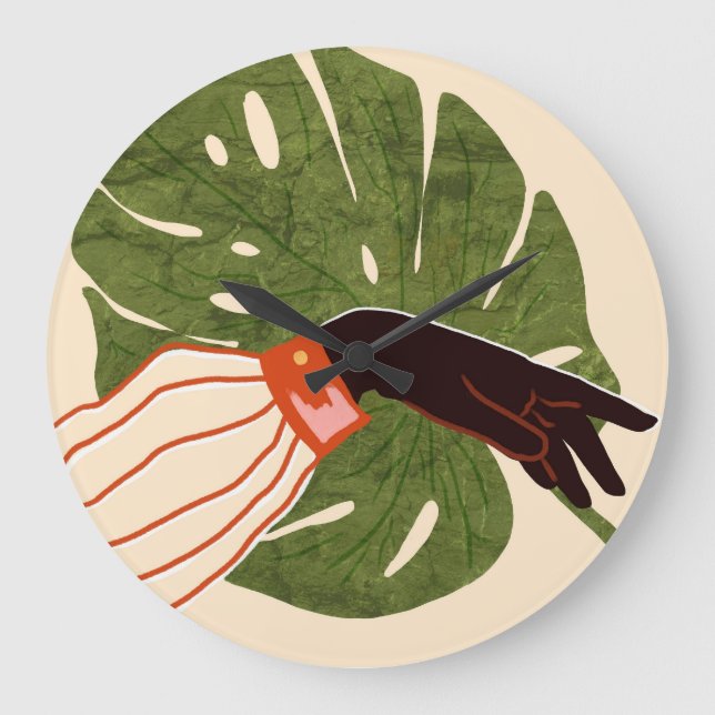 Green Canvas, Red Accent Large Clock (Front)
