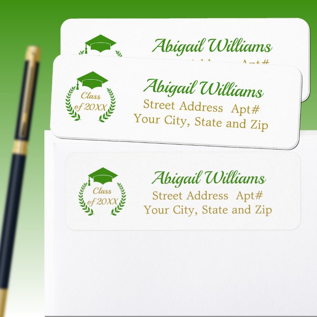 Green Cap and Laurel Graduation Label (Creator Uploaded)