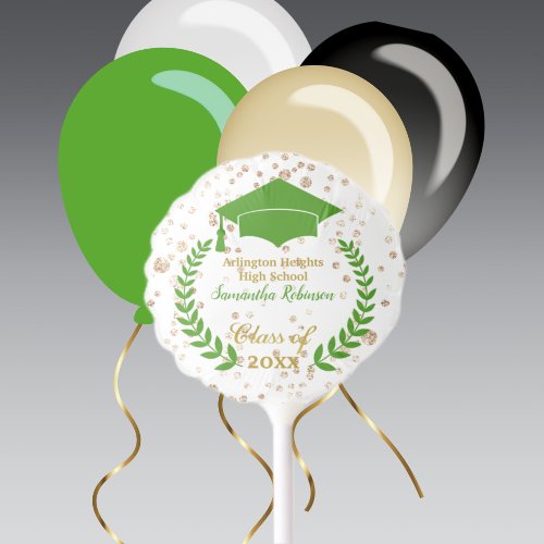 Green Cap and Laurel Graduation Party Balloon