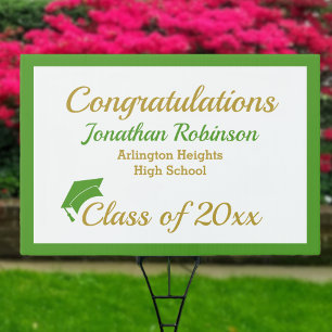 Green Cap Graduation Yard Sign
