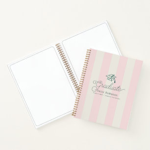 Green Cap Pink Stripes Palms Graduation Guest Book