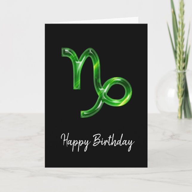 Green Capricorn Sign Birthday Card (Front)