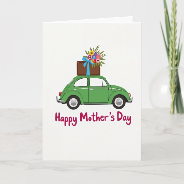 Green Car Floral Delivery Card (Front)