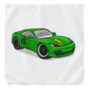 Green car racing cartoon  - Choose background colo Bandana