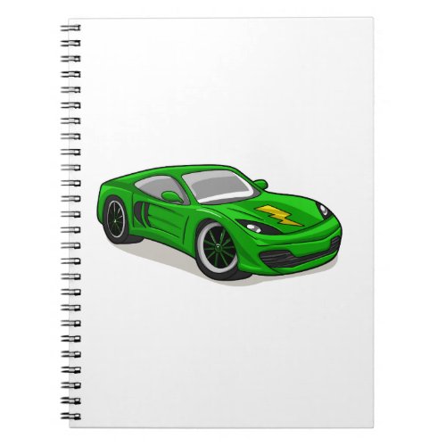 Green car racing cartoon  _ Choose background colo Notebook