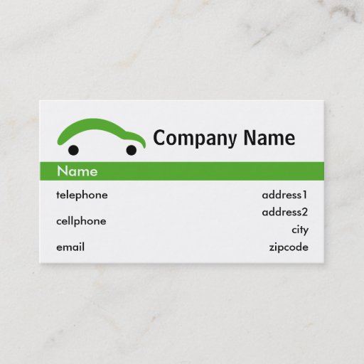 Customizable Green Car Retail Business Card Design