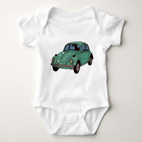 Green Car Retro Auto Cute Art Baby Jersey Baby Bodysuit