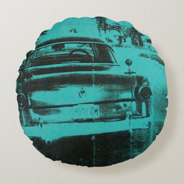 Green car round pillow (Front)