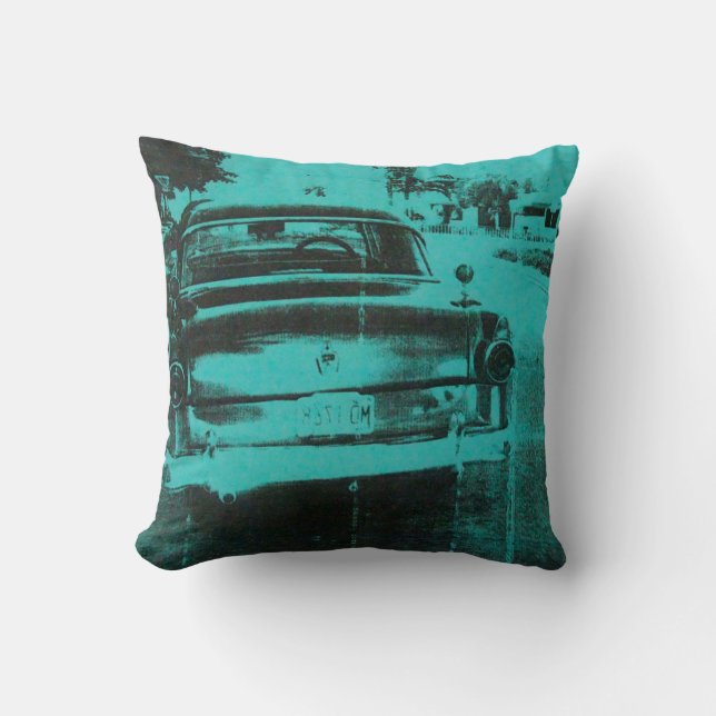 Green car throw pillow (Front)