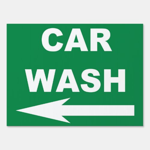 Green Car wash sign with arrow