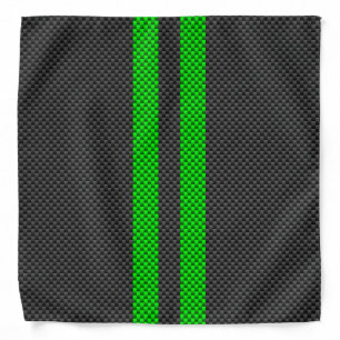 Green Carbon Fiber Style Racing Stripes Bandana