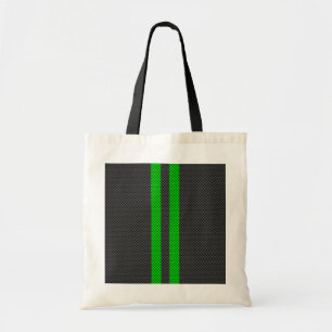 Green Carbon Fiber Style Racing Stripes Tote Bag